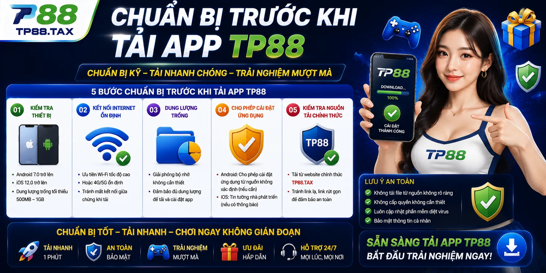 Chuẩn bị trước khi tải app TP88