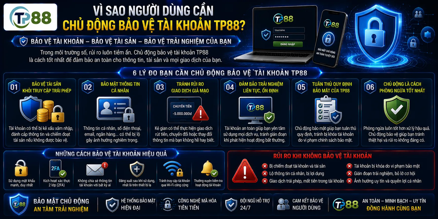 Vì sao người dùng cần chủ động bảo vệ tài khoản TP88?