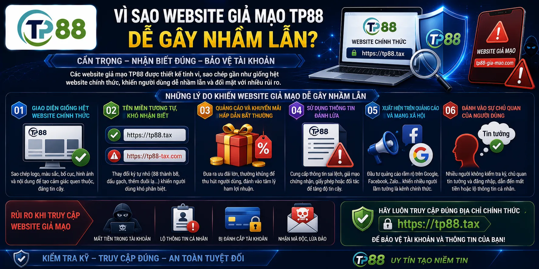 Vì sao website giả mạo TP88 dễ gây nhầm lẫn?